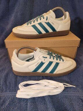 Adidas Samba Women's Size 8 Off White Teal Tan Gum OG Sneakers IG1963 (#2302)
